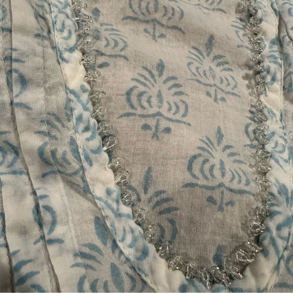 Roberta Roller Rabbit Cotton Blouse With Beaded Edge Size S/M - Picture 5 of 11